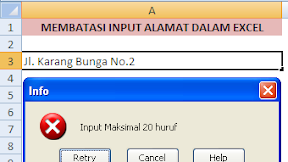 Cara Membatasi Input Alamat Pada Cell Excel Menggunakan Data Validation